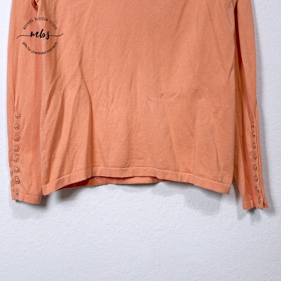 NWOT J. McLaughlin Jamey Raglan Sleeve Sweater Orange Button Cuf Orange Women L - Picture 8 of 8